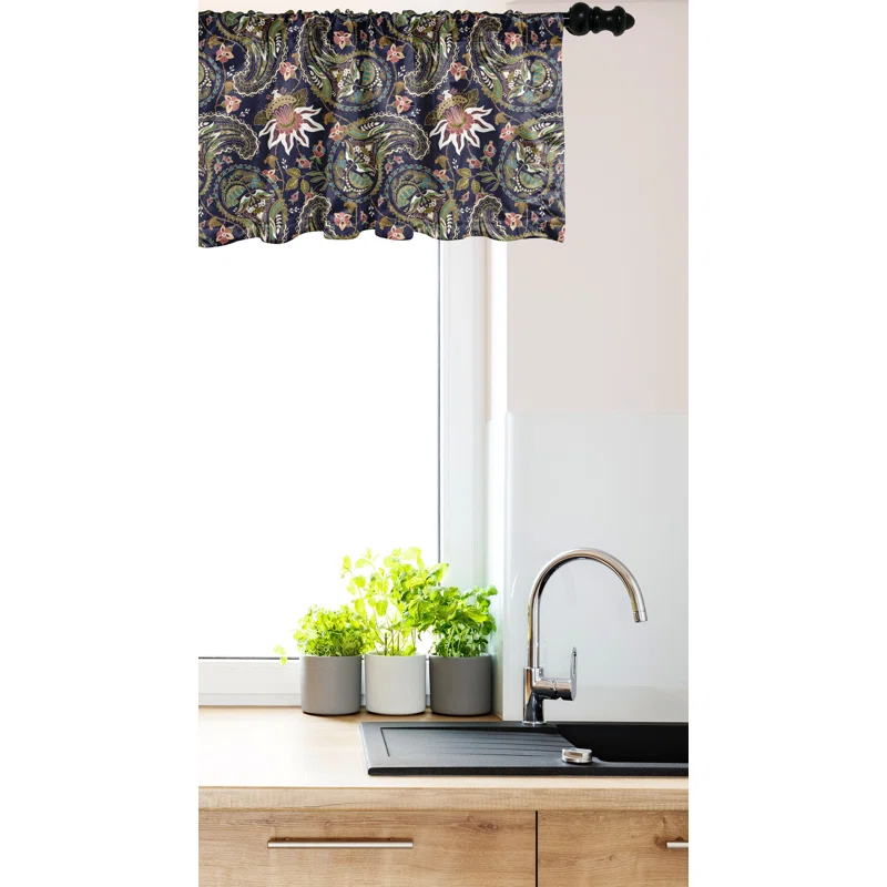 Ambesonne Jacobean Valance Pack of 2 Paisley Indigo Multicolor