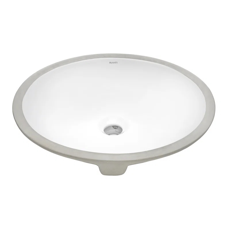 Ruvati RVB0616 Ruvati inch Undermount Bathroom Vanity Sink White Oval Porcelain Ceramic with Overflow