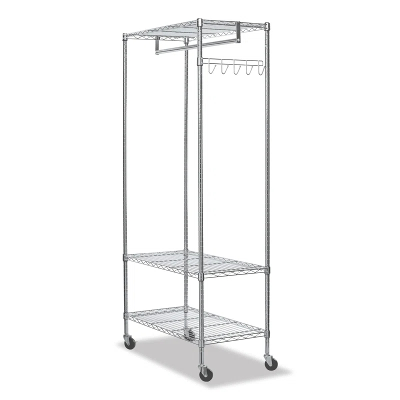 Alera® Wire Shelving Series Metal Rolling Clothing Rack