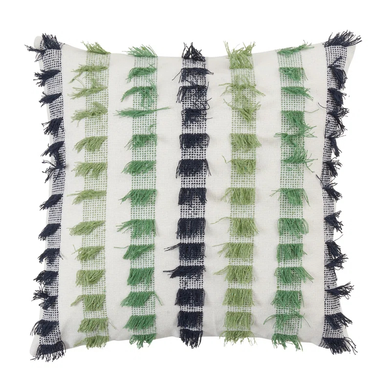 Fringed Cotton Throw Pillow