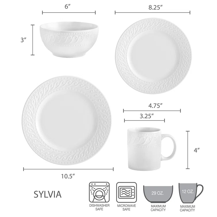Pfaltzgraff Pfaltzgraff Sylvia 32-Piece Porcelain Dinnerware Set, Service for 8