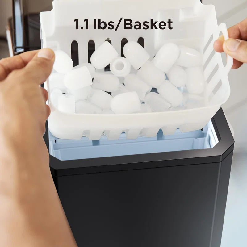 ColorLife 26lbs Countertop Bullet-Shape Ice Maker, 9 Cubes Make in 6 Mins, 2 Sizes of Bullet Ice