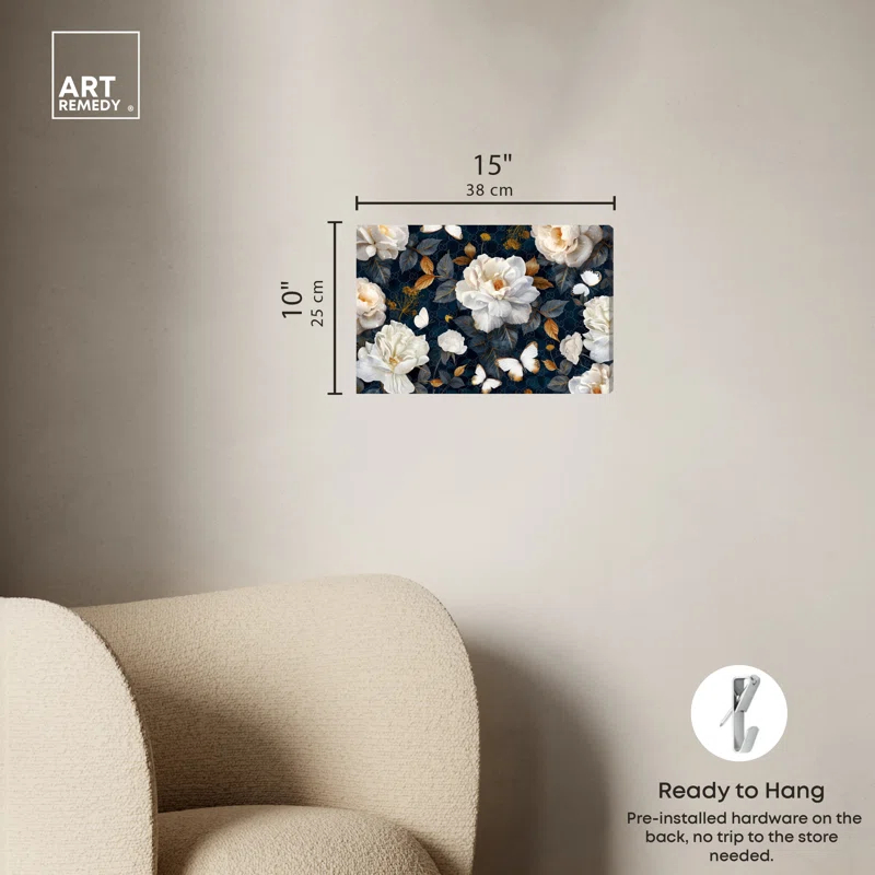 Art Remedy Navy Elegance Floral Realistic Wall Art by Art Remedy