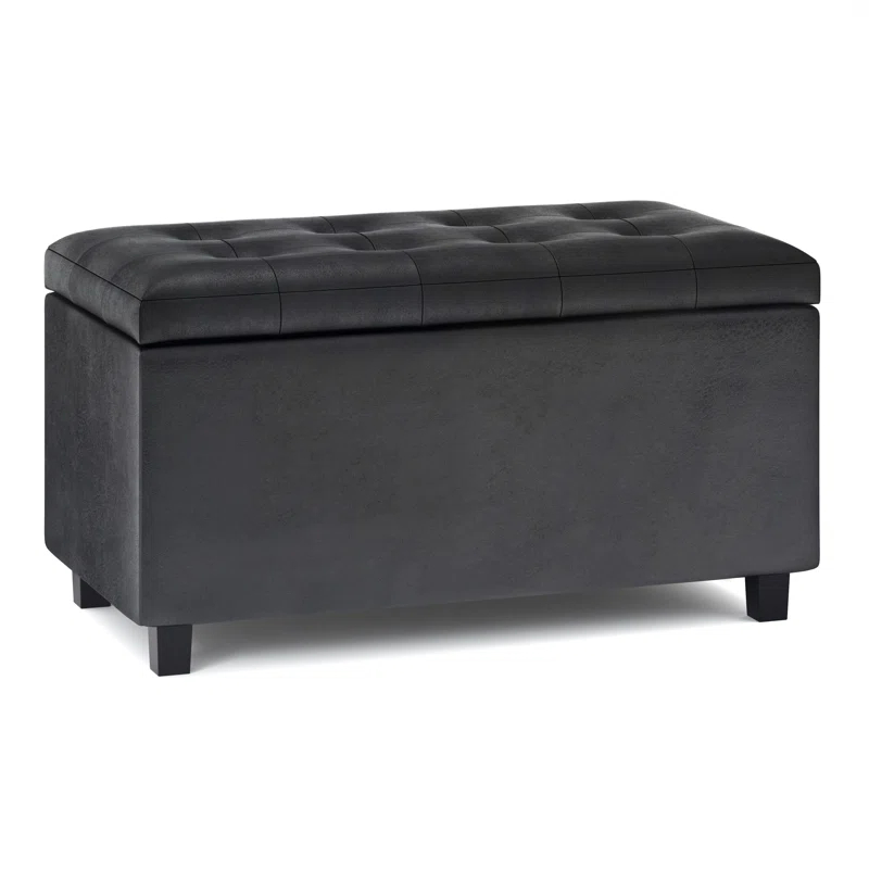 Simpli Home Cosmopolitan Faux Leather Ottoman