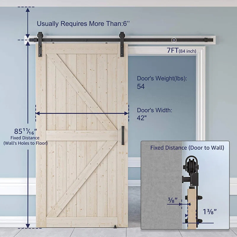 S&Z TOPHAND Barn Door, Unfinished British Brace Barn Door/Country Style/Solid Wood/Sliding Door/Durable