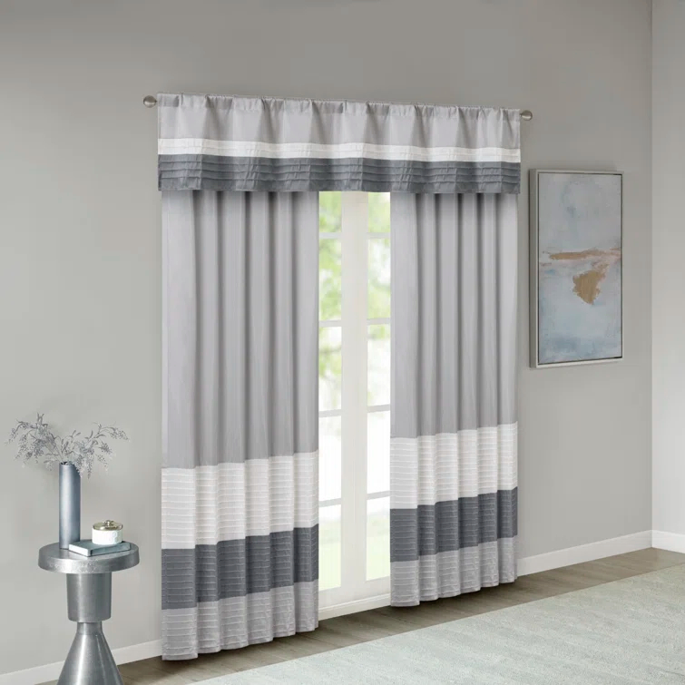 Madison Park Amherst Polyoni Pintuck Single Window Valance