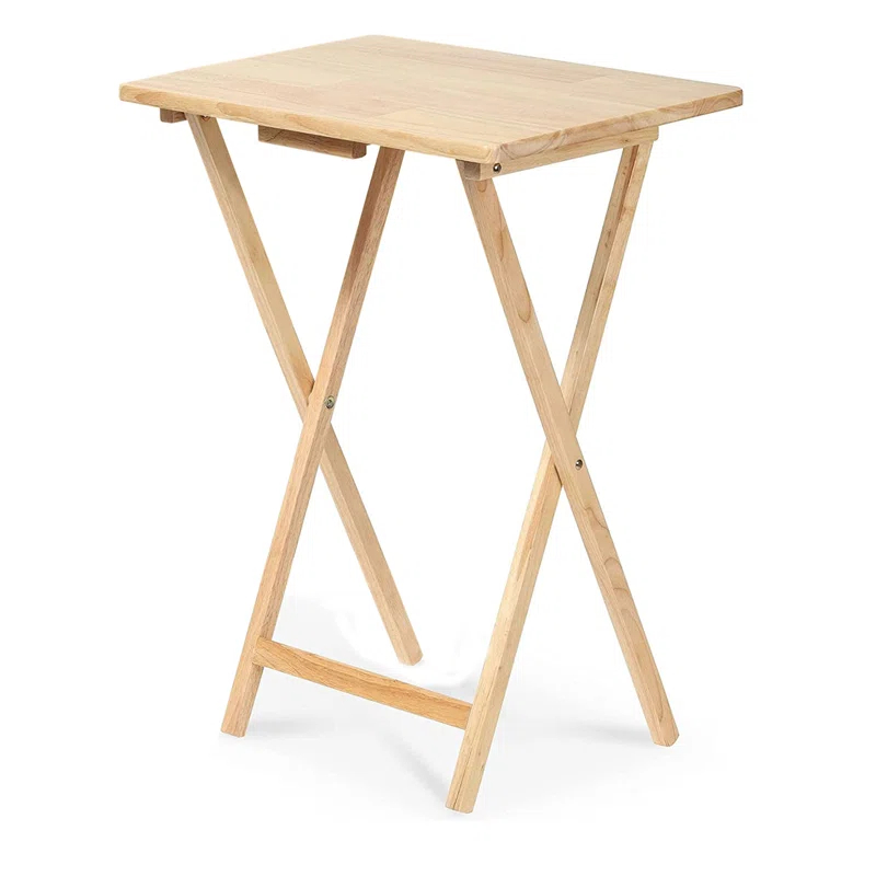 PJ Wood 19.09'' Solid Wood Rectangular Portable Folding Table (Set of 2)
