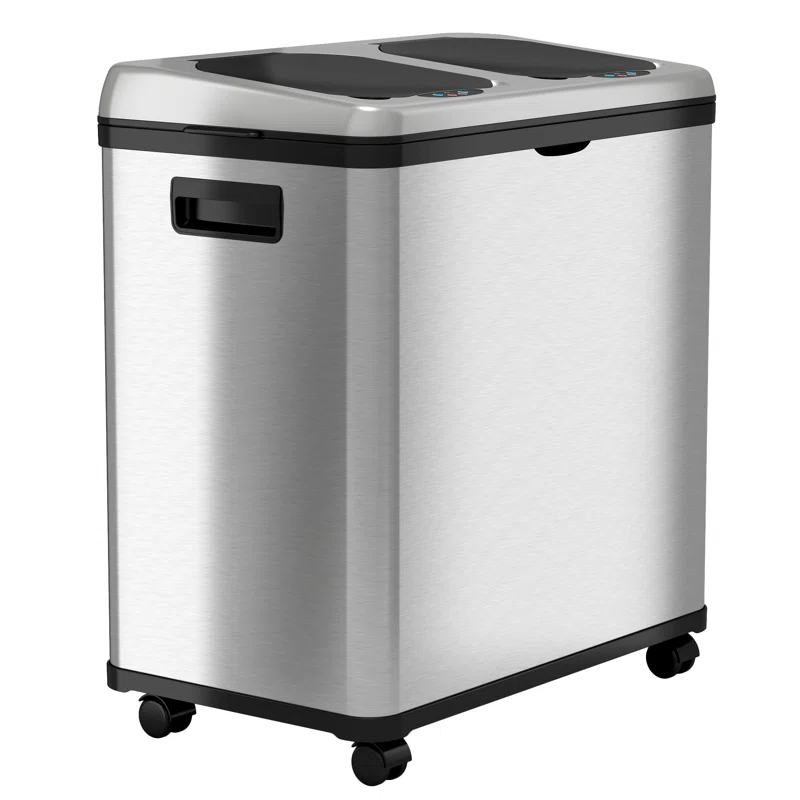 iTouchless Erik Stainless Steel 16 Gallon Motion Sensor Multi-Compartments Trash & Recycling Bin