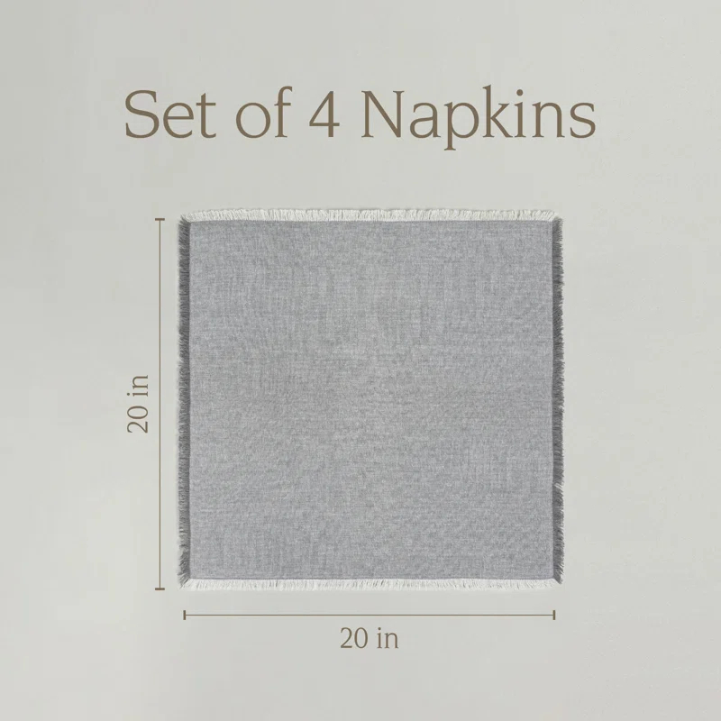 over&back over&back Woven Frayed Chambray Cotton Cloth Napkins