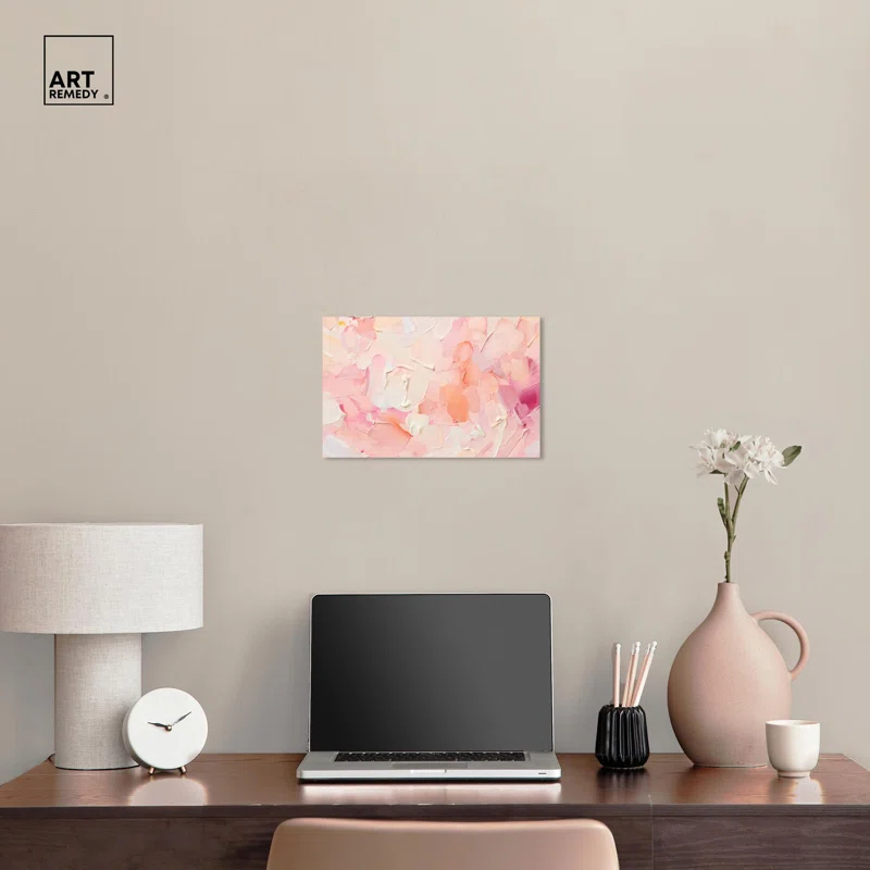 Art Remedy Morning Meadows Blush Coral Lands Canvas Pastel Abstract Art by Art Remedy