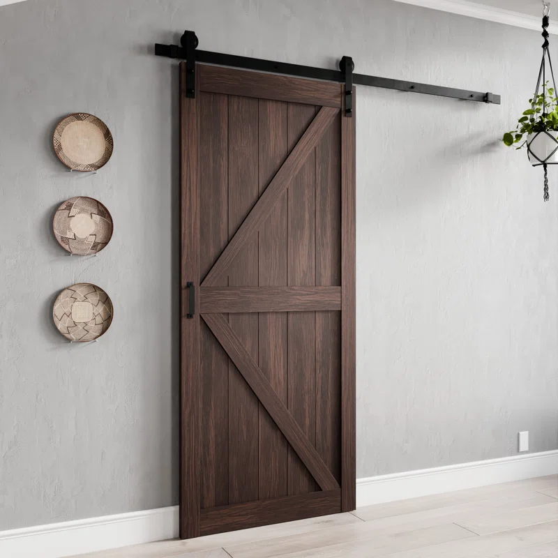 ANZZI ANZZI Heavy Duty Sturdy Wood Single Sliding Barn Door - Solid Core MDF And PVC - Knockdown Design - Hardware Included - Space-Saving Solution