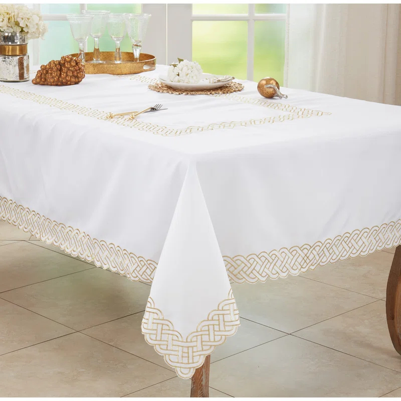 Saro Tablecloth With Braid Embroidery