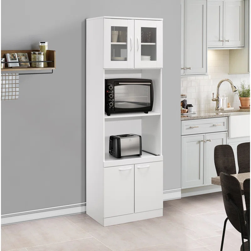 InRoom Designs Danbury Tall Kitchen Pantry, Microwave Storage Cabinet