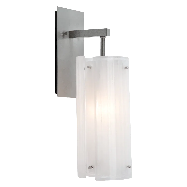 Textured Glass Arm Cylinder Sconce
