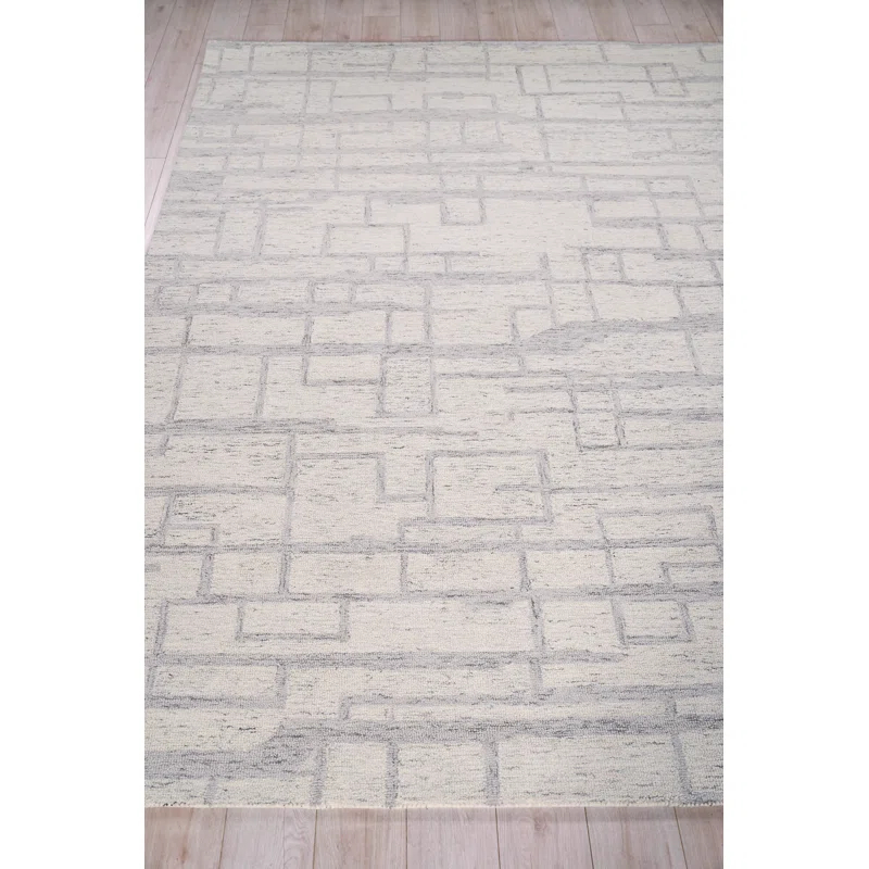 Exquisite Rugs Naturals Handmade Hand-Tufted New Zealand Wool On Canvas Ivory/Gray Area Rug