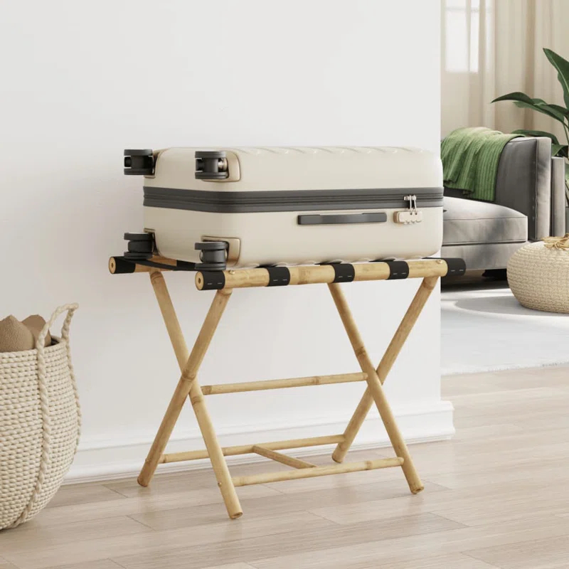 Vidaxl Folding Luggage Rack 24.4"X16.5"X19.9" Bamboo