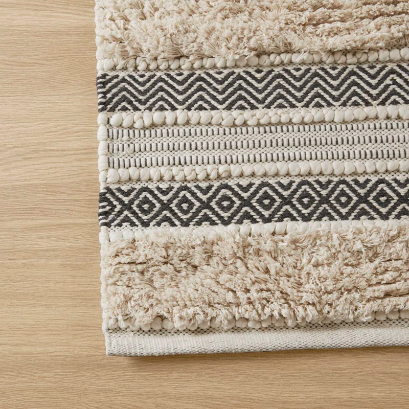 INK+IVY Asher Cotton Blend Bath Rug with Non-Slip Backing