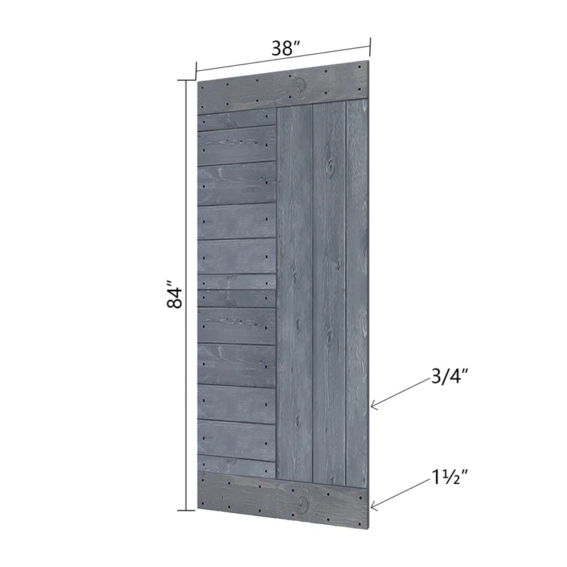 IsLife L Series Paneled Solid Wood Sliding Barn Door with Installation Hardware Kit -Assembly Needed