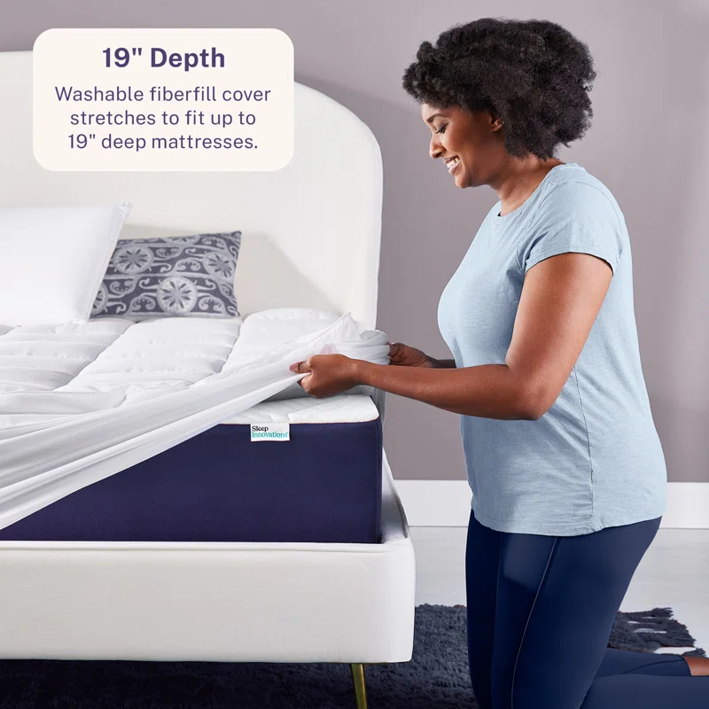 Sleep Innovations Sleep Innovations Cradling Cloud Mattress Pad Topper Cover, Quilted Pillow Top Protector
