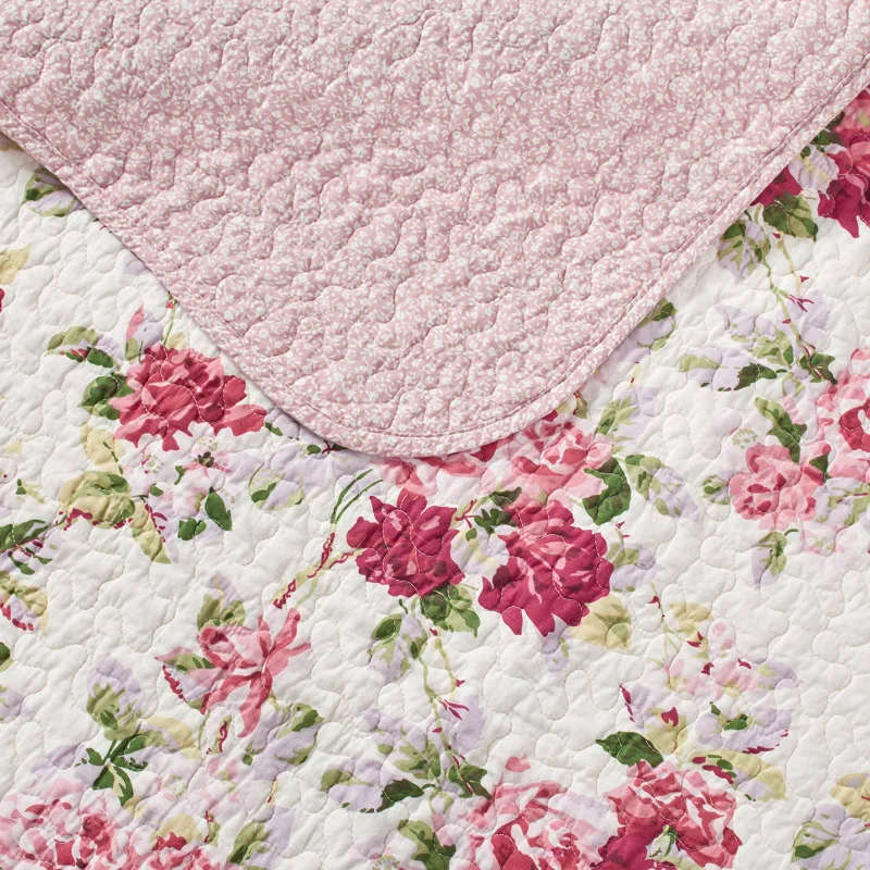 Laura Ashley Laura Ashley Lidia Cotton Reversible Pink Quilt Set