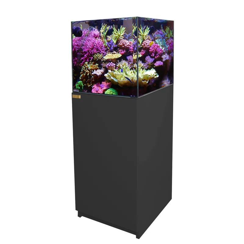 AQUA DREAM 63 Gallon Coral Reef Aquarium Tank With Ultra Clear Glass And Built In Sump All Black