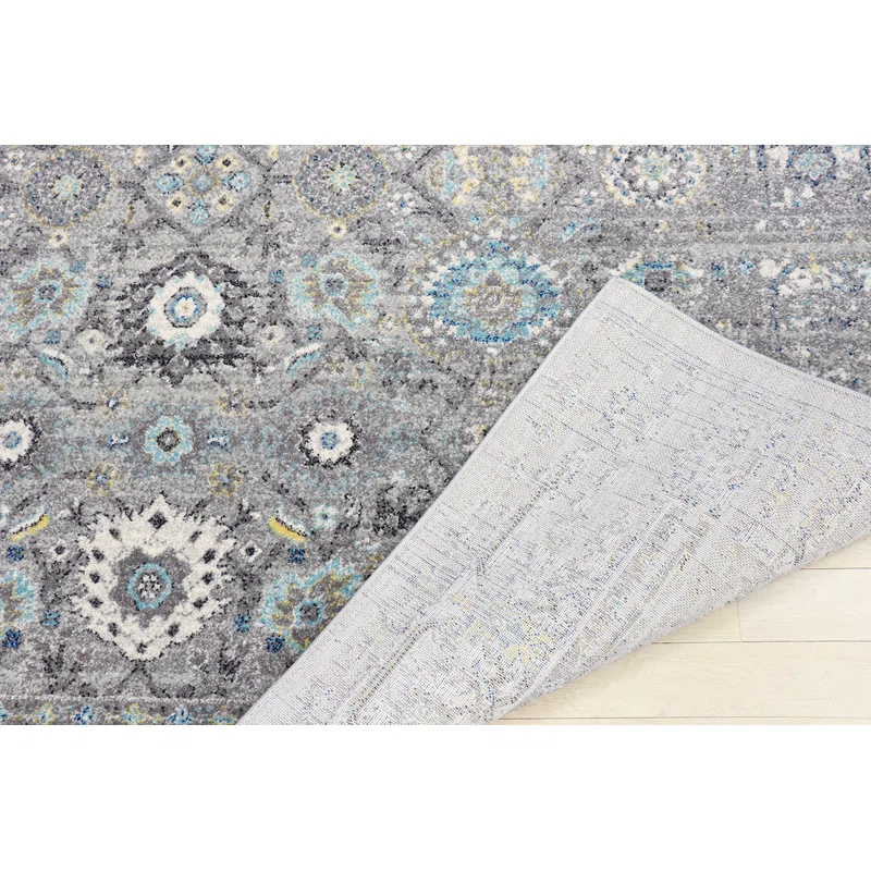 Pasargad Chelsea Oriental Machine Made Power Loom Polypropylene Area Rug in Silver