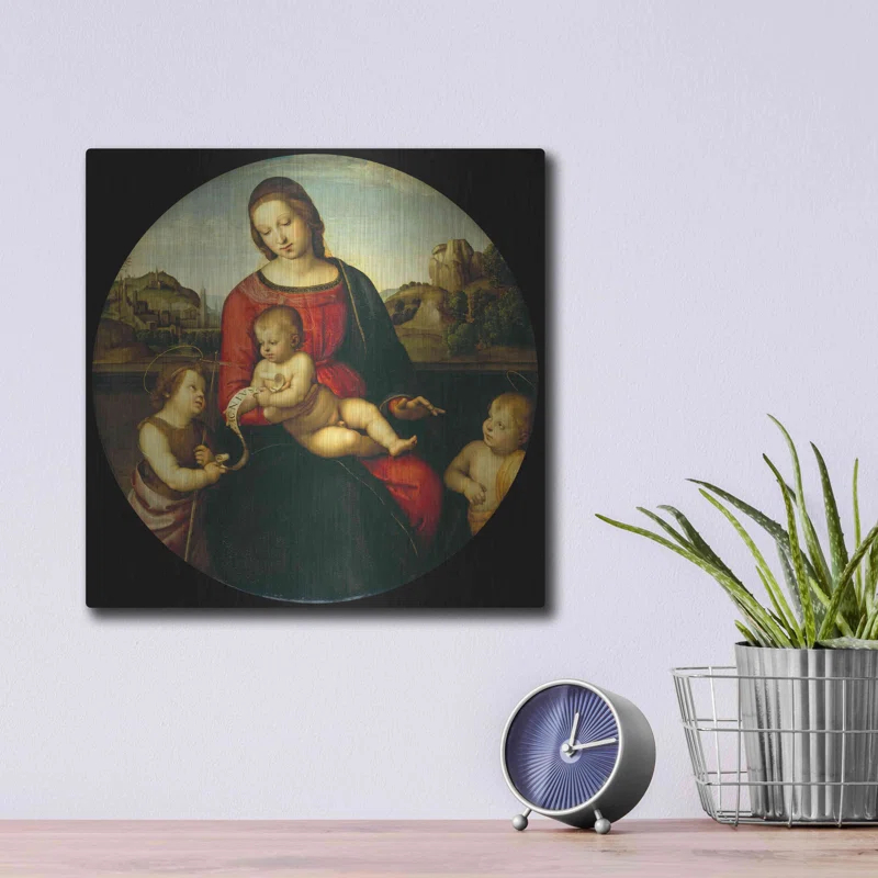 Astoria Grand 'Madonna with Child, St. John and a Child Saint' by Raphael, Metal Wall Art