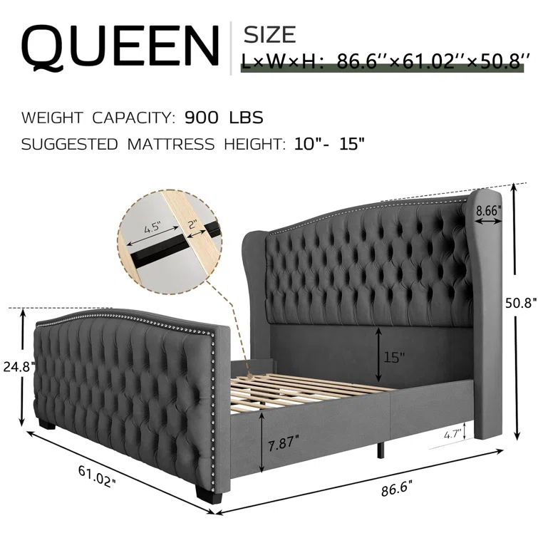House of Hampton® Platform Bed Frame With Wingback Headboard