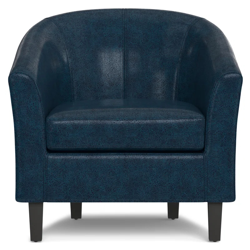 Simpli Home Austin 30"W Upholstered Vegan Faux Leather Contemporary Tub Accent Chair with High Arms and Deep Seat