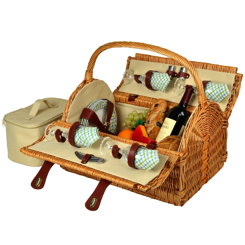 Picnic at Ascot Yorkshire Wicker Picnic Basket , Service for 4