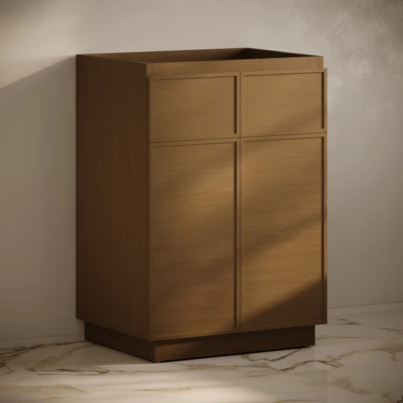 Swiss Madison St. Tropez 24" Freestanding Bathroom Vanity Cabinet Without Top In Natural Oak