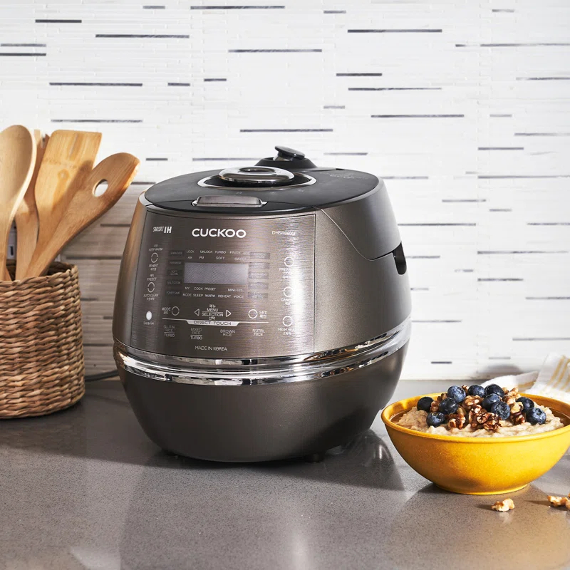 Cuckoo Electronics CUCKOO 6-Cup Induction Heating Pressure Rice Cooker with Nonstick Inner Pot, 21 Menu Modes, Fuzzy Logic Tech, 3 Voice Guide, Auto Clean (Dark Grey) CRP-DHSR0609FD