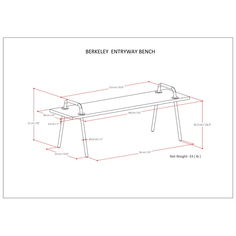 Simpli Home Berkeley 56"W Solid Mango Wood Industrial Entryway Bench with Sturdy Metal Legs & Reviews | Wayfair
