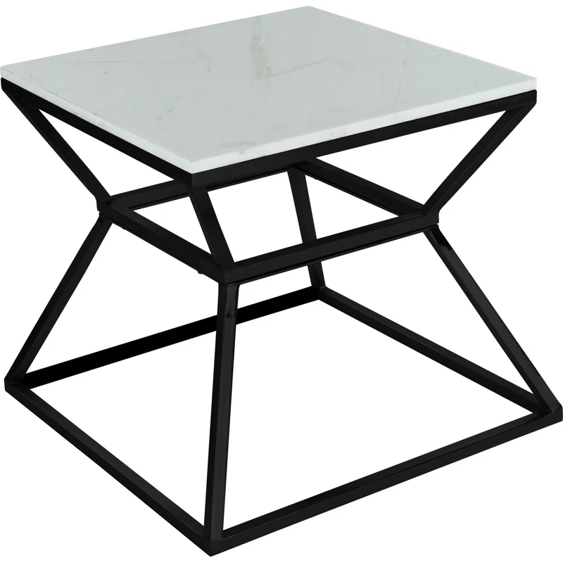 Adore Decor Audrey Marble Side Table, 17"