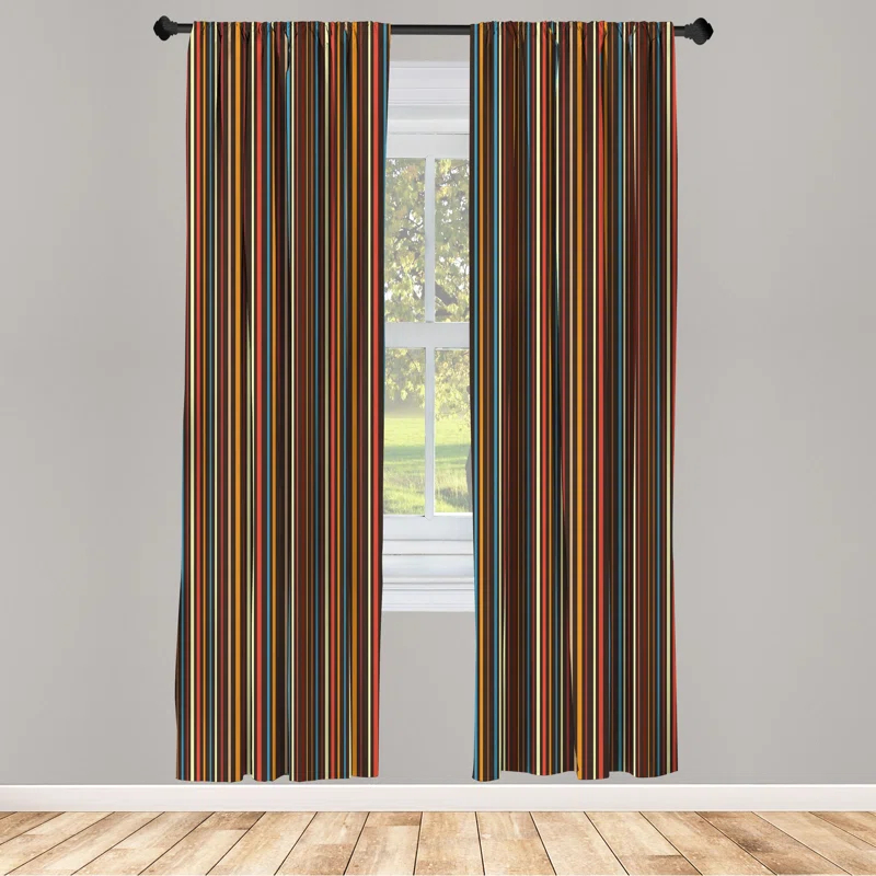 Striped Semi-Sheer Rod Pocket Curtain Panels (Set of 2)