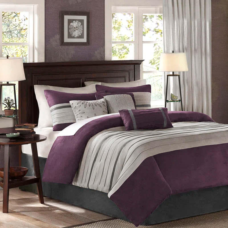 Madison Park Palmer 7 PC Pieced Faux Suede Comforter Set
