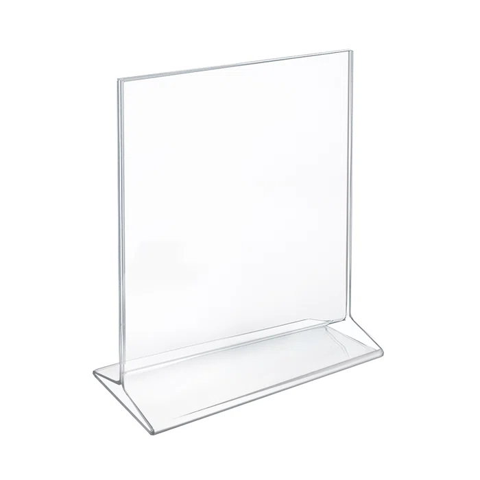 Azar Displays Top Loading Clear Acrylic T-Frame Sign Holder 8.5" Wide x 11'' High-Vertical/Portrait, 10-Pack (Set of 10)