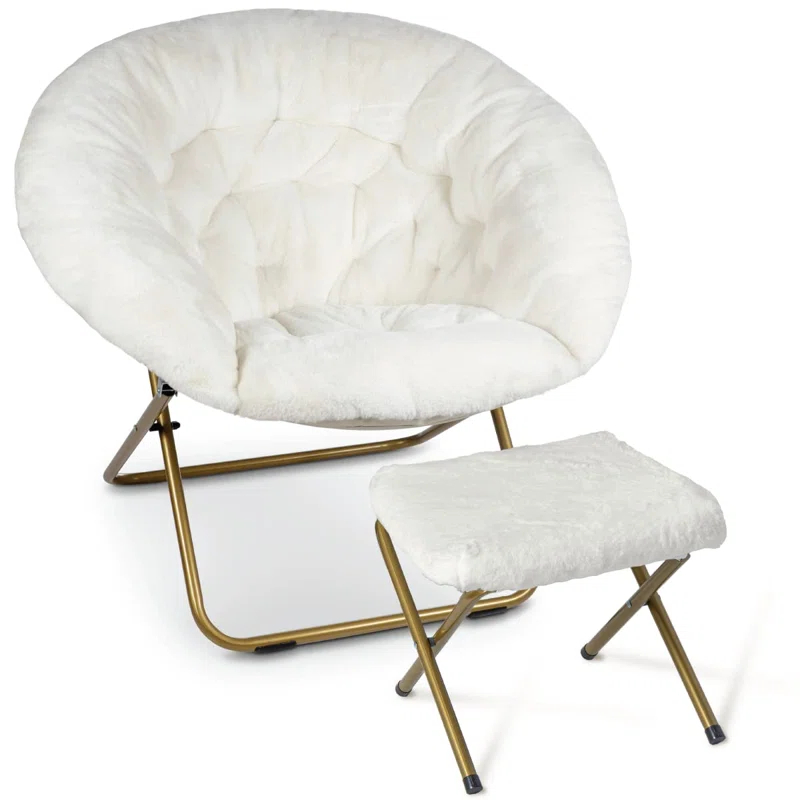 Everly Quinn Faux Fur Saucer Chair For Bedroom