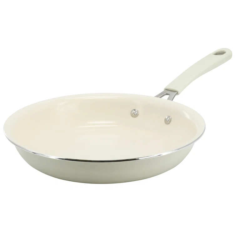 Martha Stewart Martha Stewart Everyday Charlemont 10 Inch Ceramic Nonstick Round Aluminum Frying Pan in Linen