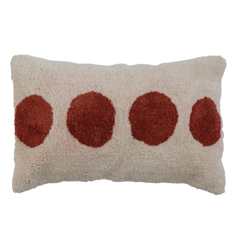 Creative Co-Op Fuzzy Dot Textiles Polka Dots Cotton Throw Pillow