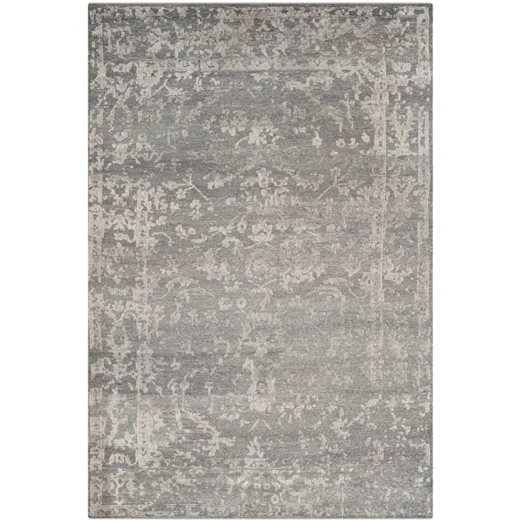 Safavieh Centennial Hand Knotted Viscose/Cotton Floral Rug in Light Gray/Dark Gray | Wayfair