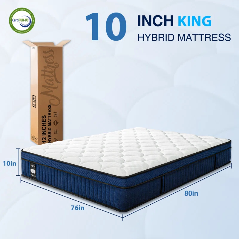 Alwyn Home Congresbury 10'' Medium Memory Foam Hybrid Mattress In A Box