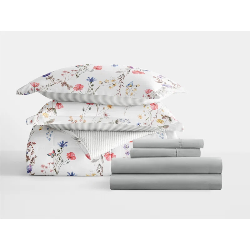 IEnjoy Home 7-Piece Bedding Bundle - Pattern Comforter and Sheet Set