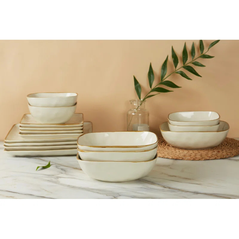 Famiware 8'' Stoneware Large Square Pasta Bowl (Set of 4)