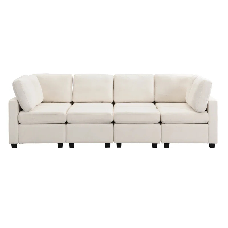 Hokku Designs Modern Sofa 103" Sectional Sofa Couch Sofa Bed U-Shaped Sofa With Two Movable Ottoman Upholstered Sectional