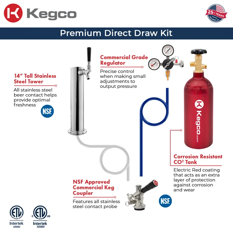 Kegco Kegco 24" Wide Outdoor Single Tap All Stainless Steel Built-In Kegerator with Kit