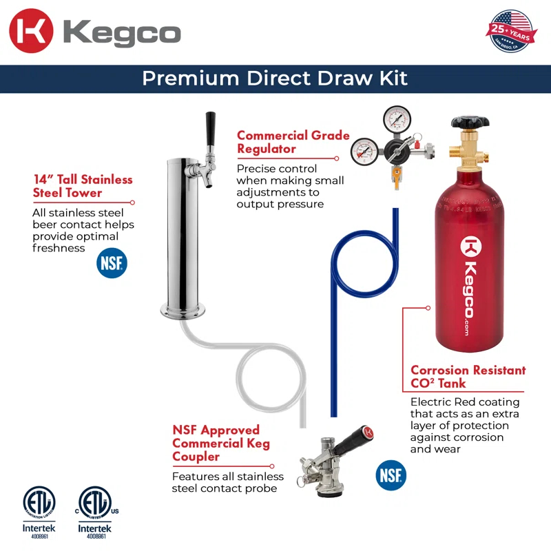 Kegco Kegco 24" Wide Outdoor Single Tap All Stainless Steel Built-In Kegerator with Kit