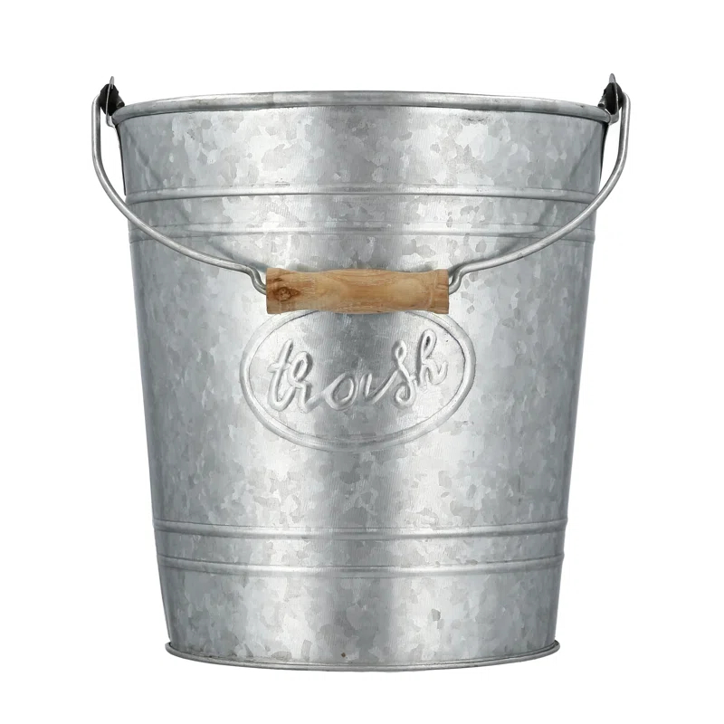 Autumn Alley Rustic Galvanized Trash Can Waste Basket 2 Gallon