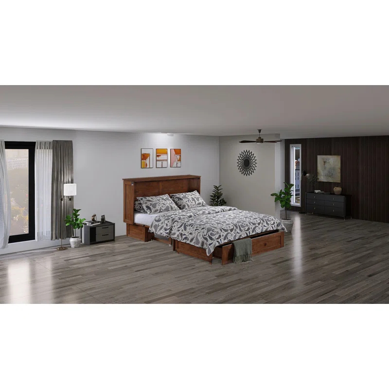 Night & Day Furniture Queen Size Murphy Bed Cabinet with Storage & Charging Ports