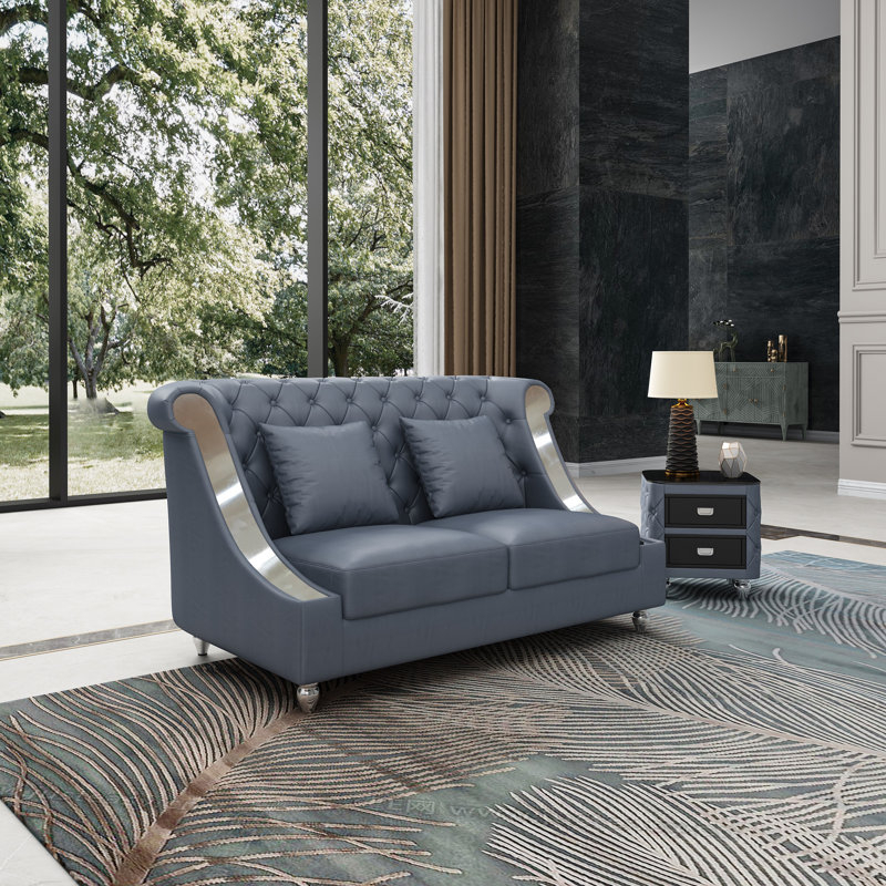 European Furniture Mayfair 66.5'' Leather Loveseat